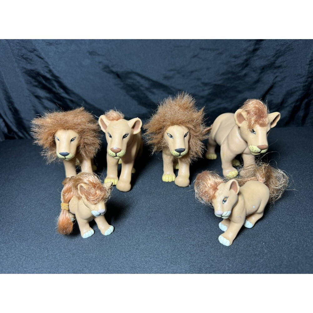 Lot of 6 Vintage 1993 TN'T Lion Animal Toy Figures 90s Nostalgia Toys